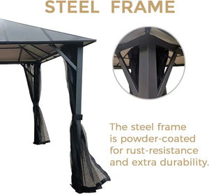Hard Top Gazebo 10x10x9.5ft With Mosquito Nets