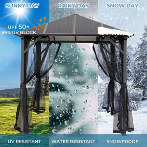 Hard Top Gazebo 10x10x9.5ft With Mosquito Nets