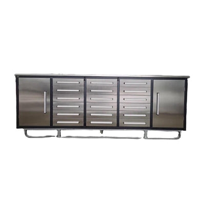 Storage Cabinet with Workbench 10ft (18 Drawers & 2 Cabinets)