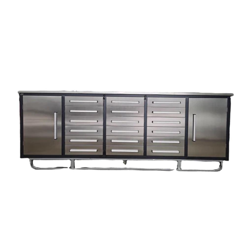 Storage Cabinet with Workbench 10ft (18 Drawers & 2 Cabinets)