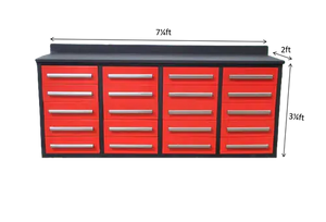 Garage Storage Cabinets 7' with Workbench (20 Drawers)
