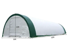 Charger l&#39;image dans la galerie, Single Truss Arch Storage Shelter W30&#39;xL65&#39;xH15&#39; 11oz PE